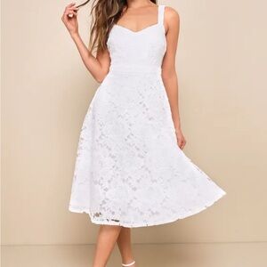 NWT Lulu’s Divine Beauty White Lace Dress